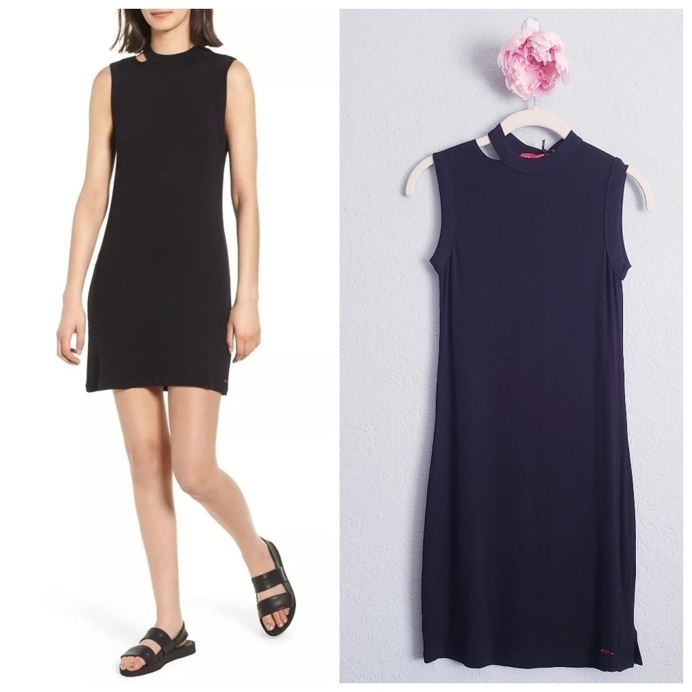N:Philanthropy Kennedy Cutout Sleeveless Black Ribbed Dress